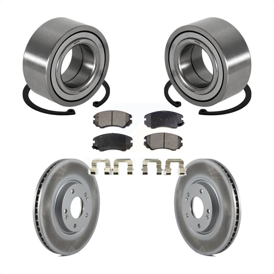 Front Wheel Bearing With Coated Disc Brake Rotors And Ceramic Pads Kit For Hyundai Azera Kia Amanti KBB-102018