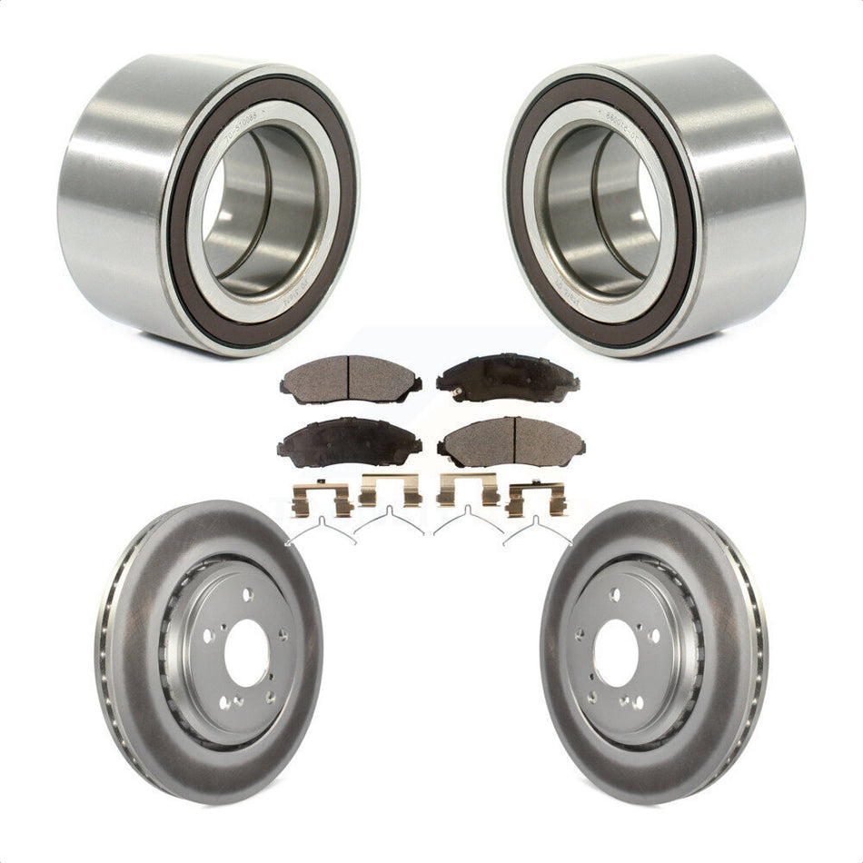 Front Wheel Bearing With Coated Disc Brake Rotors And Ceramic Pads Kit For 2017-2019 Honda Ridgeline KBB-102023