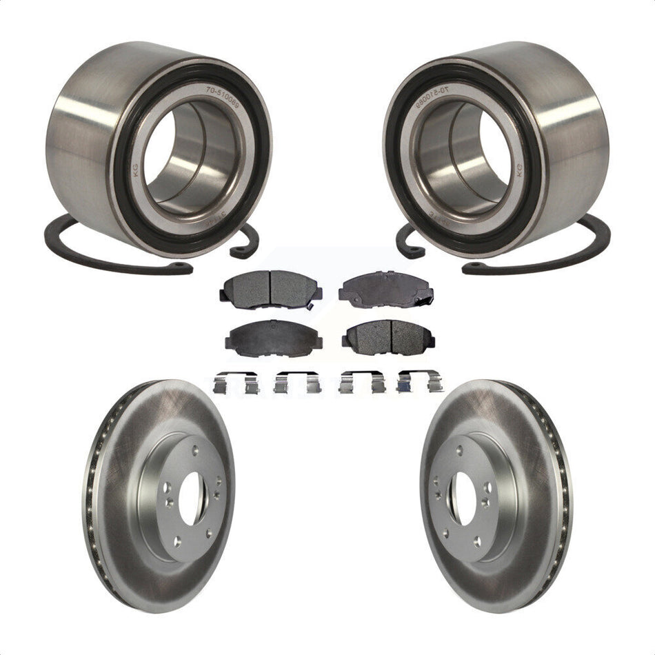 Front Wheel Bearing With Coated Disc Brake Rotors And Ceramic Pads Kit For 2011 Honda Civic GX KBB-102025