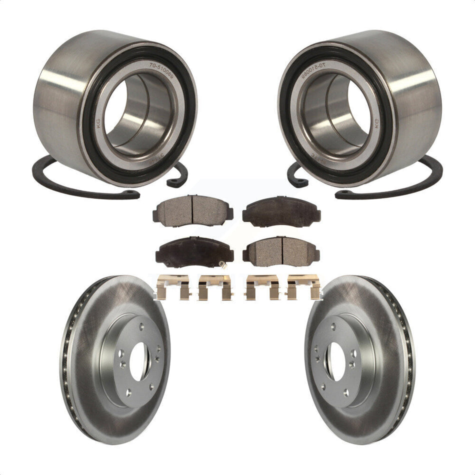Front Wheel Bearing With Coated Disc Brake Rotors And Ceramic Pads Kit For 2006-2010 Honda Civic GX KBB-102027