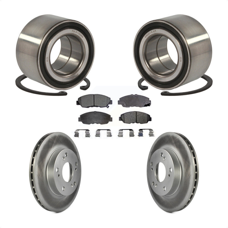Front Wheel Bearing With Coated Disc Brake Rotors And Ceramic Pads Kit For Honda Civic KBB-102029