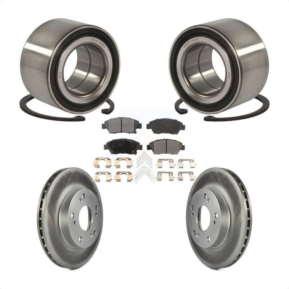 Front Wheel Bearing With Coated Disc Brake Rotors And Ceramic Pads Kit For Honda Civic KBB-102030