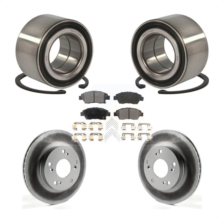 Front Wheel Bearing With Coated Disc Brake Rotors And Ceramic Pads Kit For Honda Civic Acura ILX KBB-102034