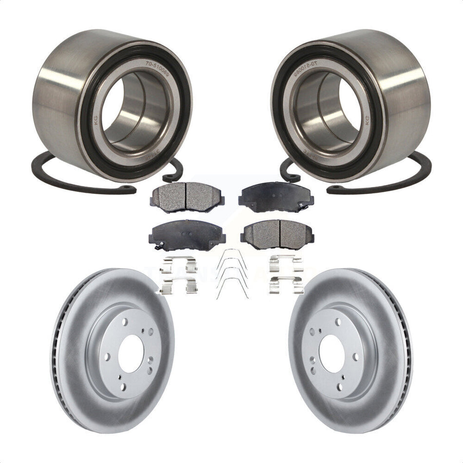 Front Wheel Bearing With Coated Disc Brake Rotors And Ceramic Pads Kit For Honda Civic KBB-102037
