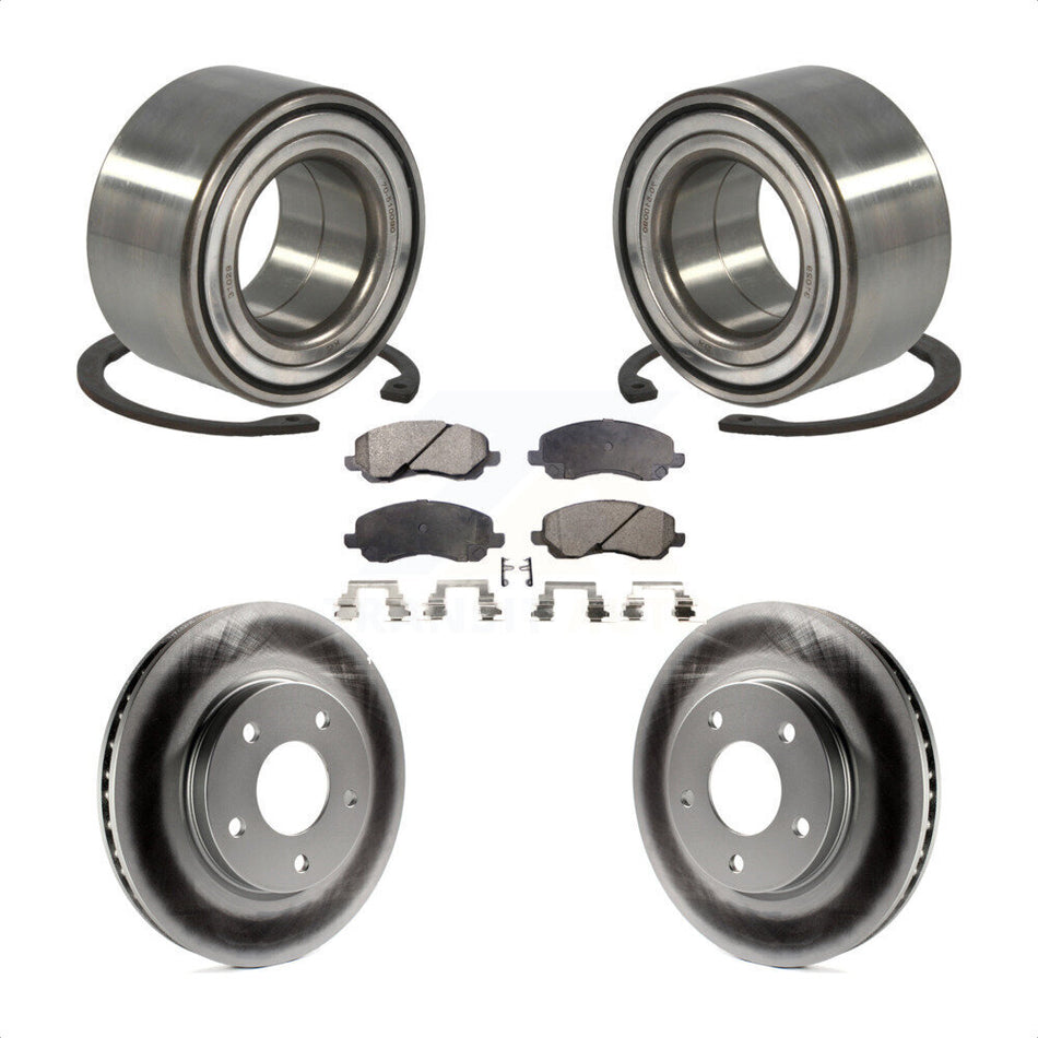 Front Wheel Bearing With Coated Disc Brake Rotors And Ceramic Pads Kit For Dodge Caliber Mitsubishi Lancer KBB-102038
