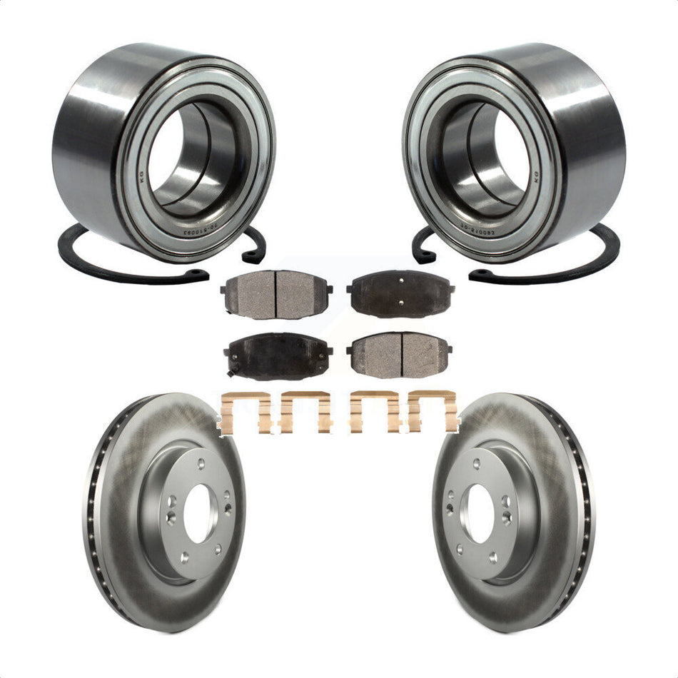 Front Wheel Bearing With Coated Disc Brake Rotors And Ceramic Pads Kit For Hyundai Elantra KBB-102050