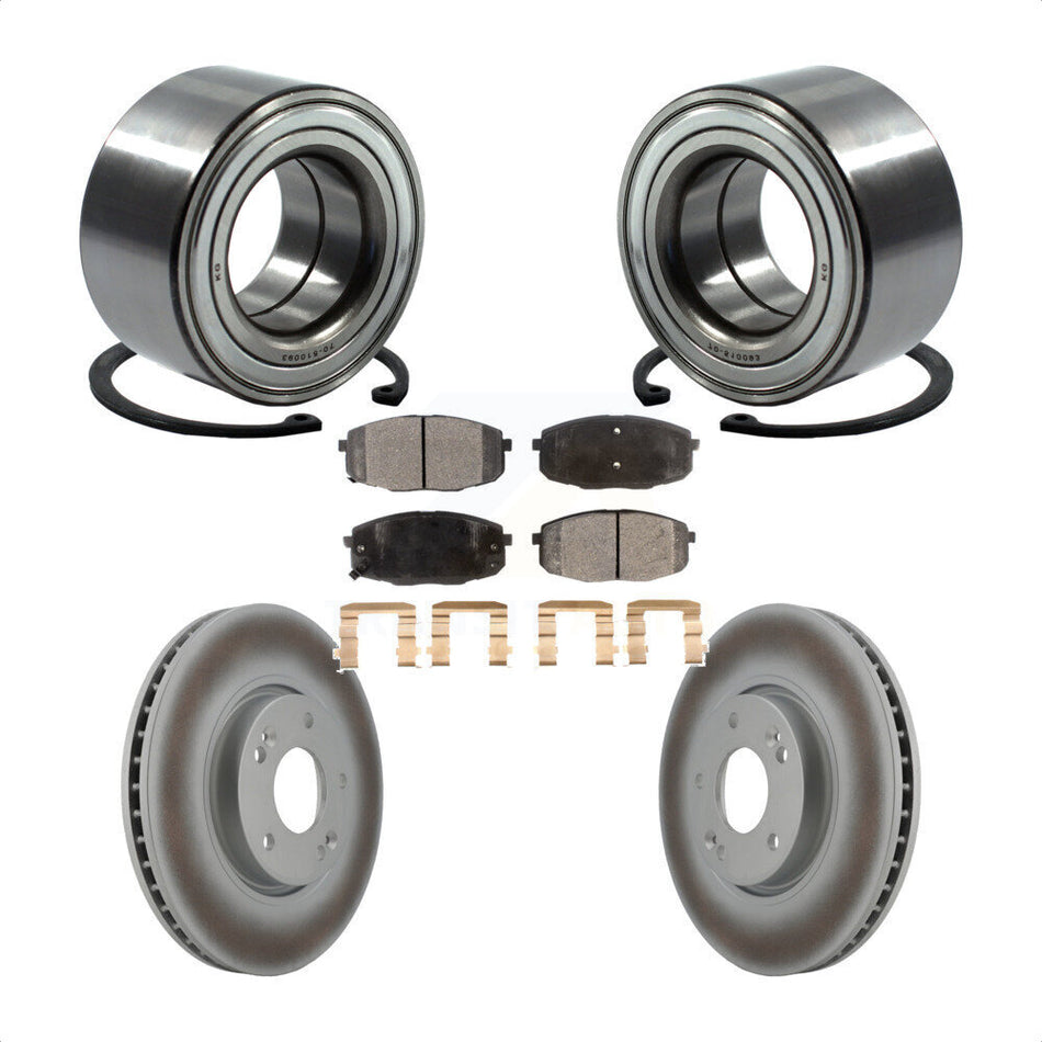 Front Wheel Bearing With Coated Disc Brake Rotors And Ceramic Pads Kit For Kia Forte Koup Forte5 KBB-102052