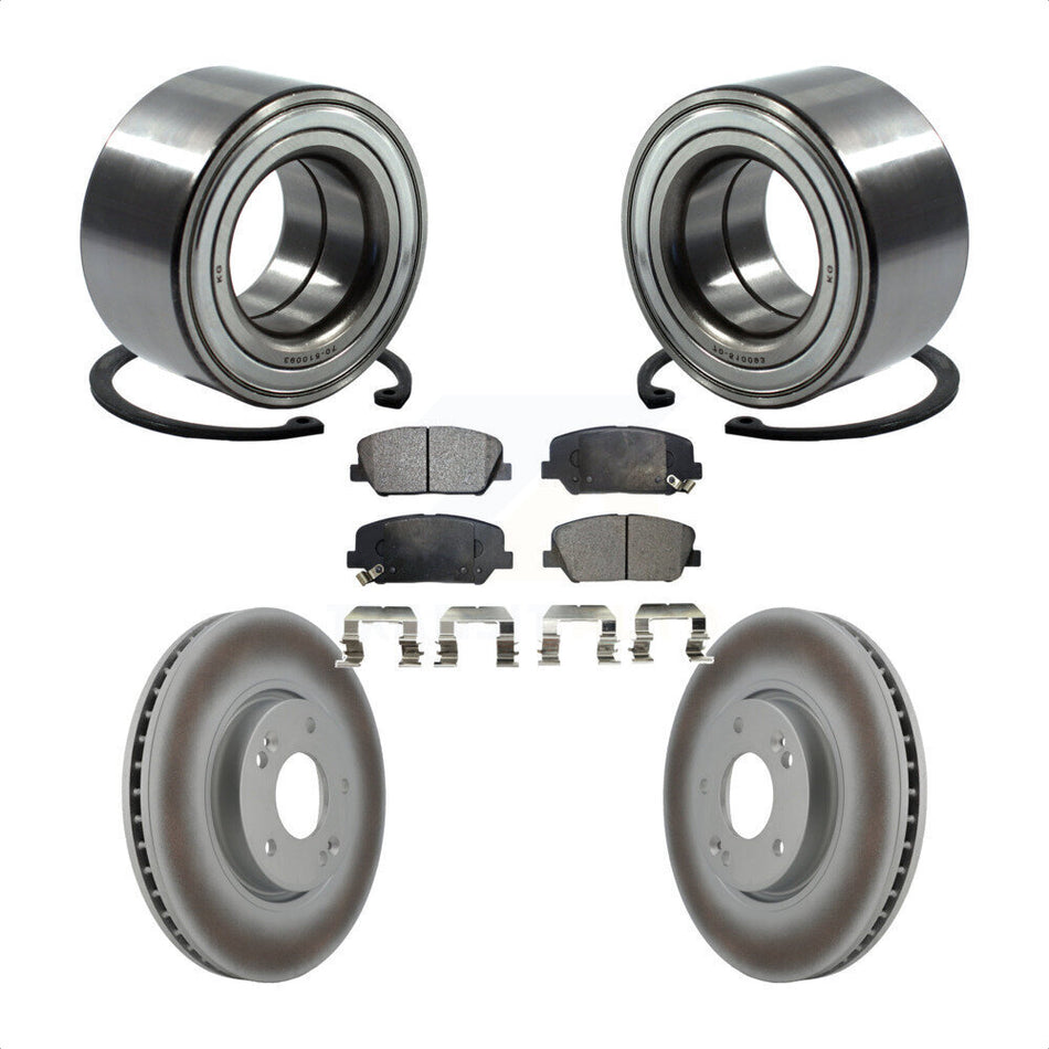 Front Wheel Bearing With Coated Disc Brake Rotors And Ceramic Pads Kit For Hyundai Veloster Kia Forte Koup KBB-102053