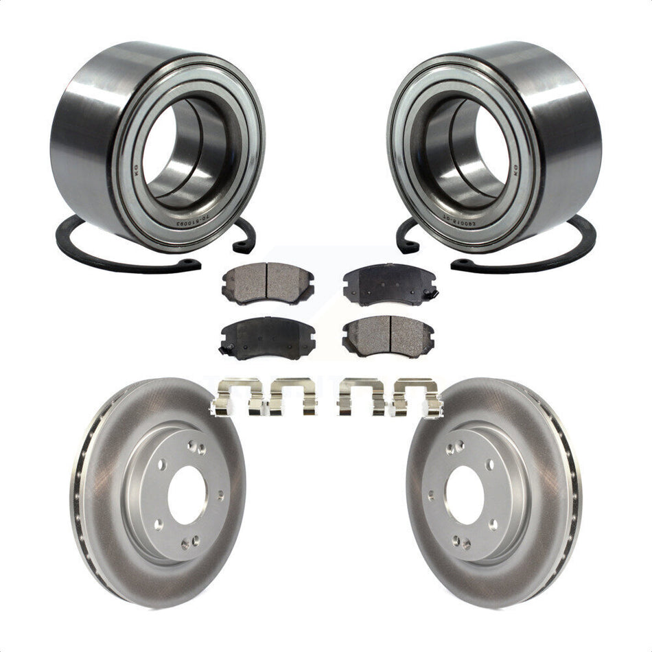 Front Wheel Bearing With Coated Disc Brake Rotors And Ceramic Pads Kit For Hyundai Elantra KBB-102058