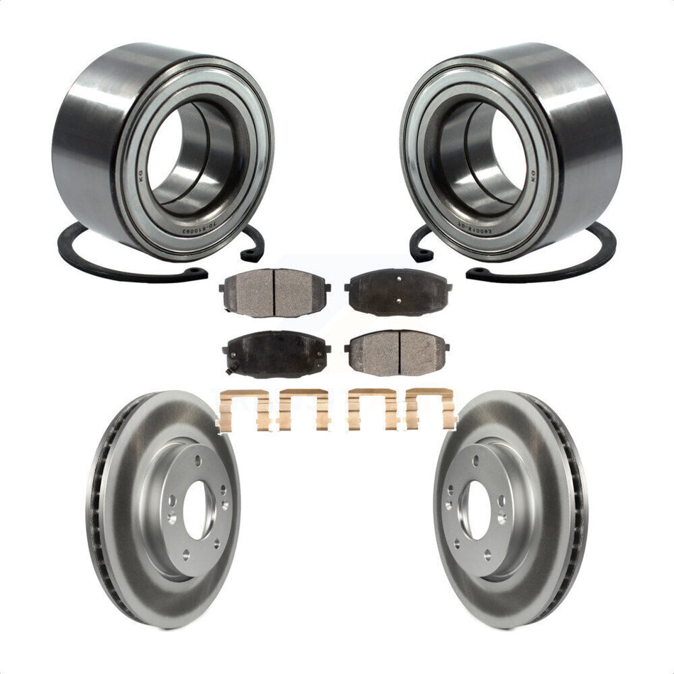 Front Wheel Bearing With Coated Disc Brake Rotors And Ceramic Pads Kit For Kia Forte Koup Forte5 KBB-102059