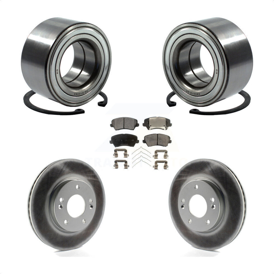 Front Wheel Bearing With Coated Disc Brake Rotors And Ceramic Pads Kit For Kia Forte Hyundai Veloster Elantra GT Forte5 KBB-102066