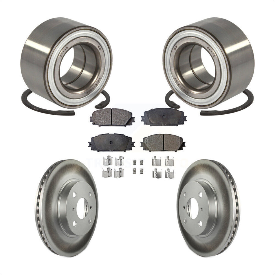 Front Wheel Bearing With Coated Disc Brake Rotors And Ceramic Pads Kit For Toyota Yaris Prius C Scion iQ KBB-102071