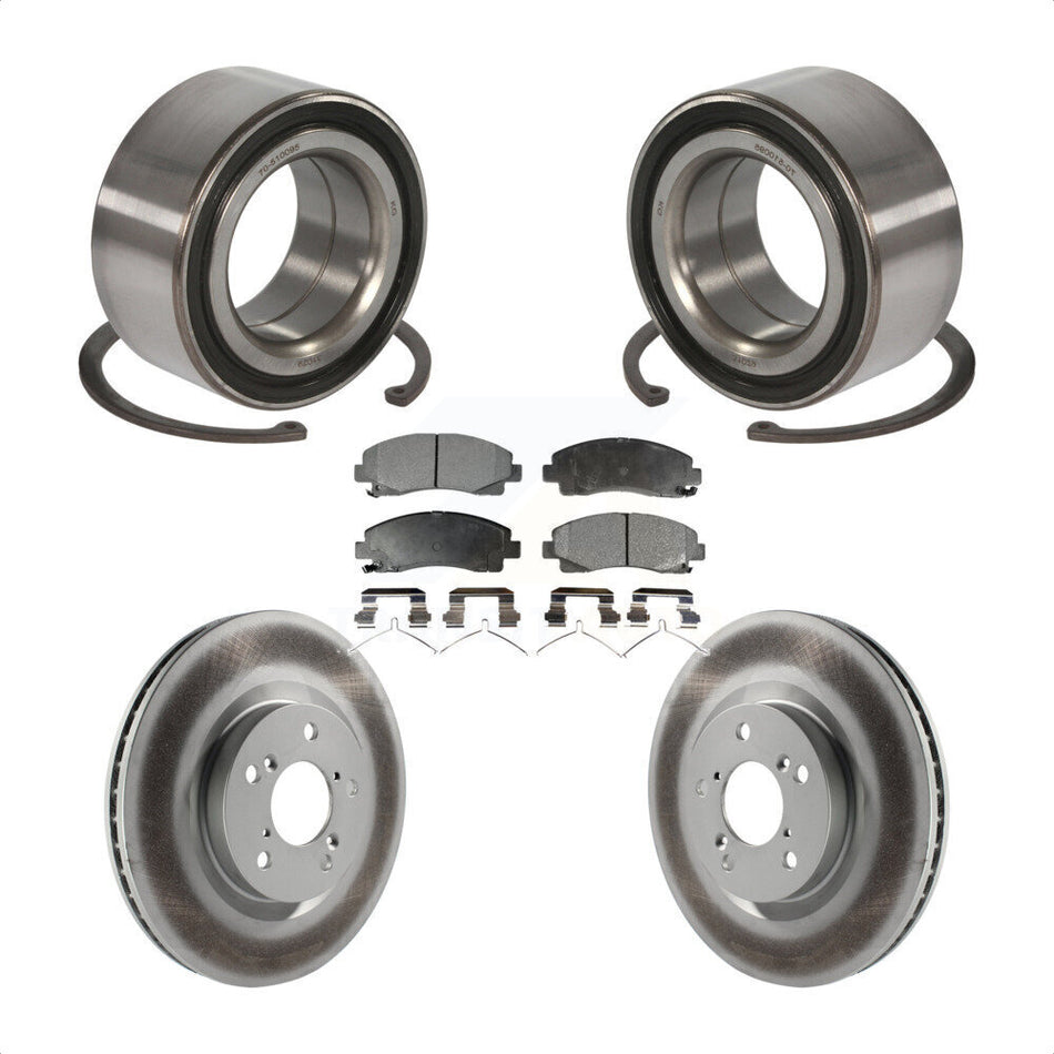 Front Wheel Bearing With Coated Disc Brake Rotors And Ceramic Pads Kit For 2009-2014 Acura TL KBB-102080
