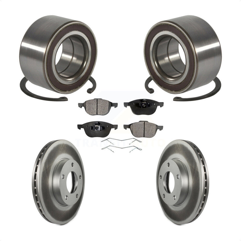 Front Wheel Bearing With Coated Disc Brake Rotors And Ceramic Pads Kit For Mazda 3 Sport KBB-102082