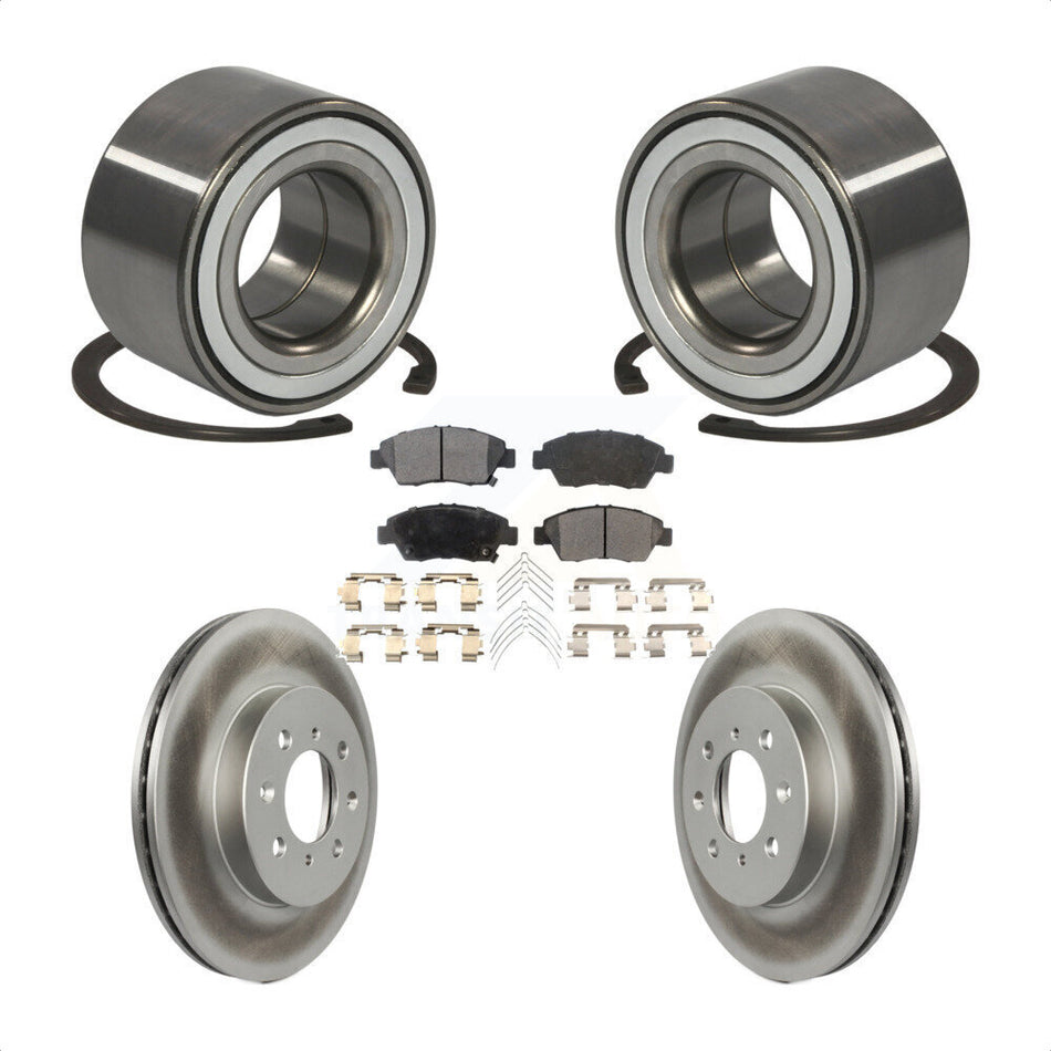 Front Wheel Bearing With Coated Disc Brake Rotors And Ceramic Pads Kit For Honda Fit KBB-102092