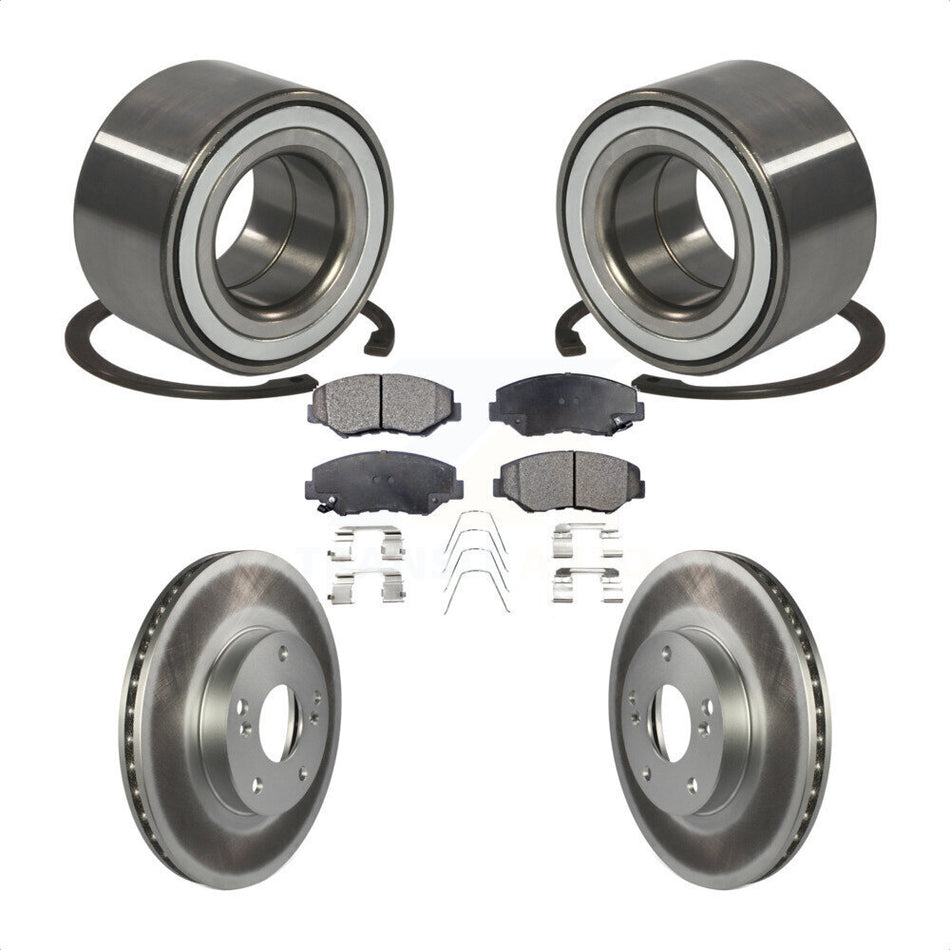 Front Wheel Bearing With Coated Disc Brake Rotors And Ceramic Pads Kit For Honda CR-Z Fit KBB-102093