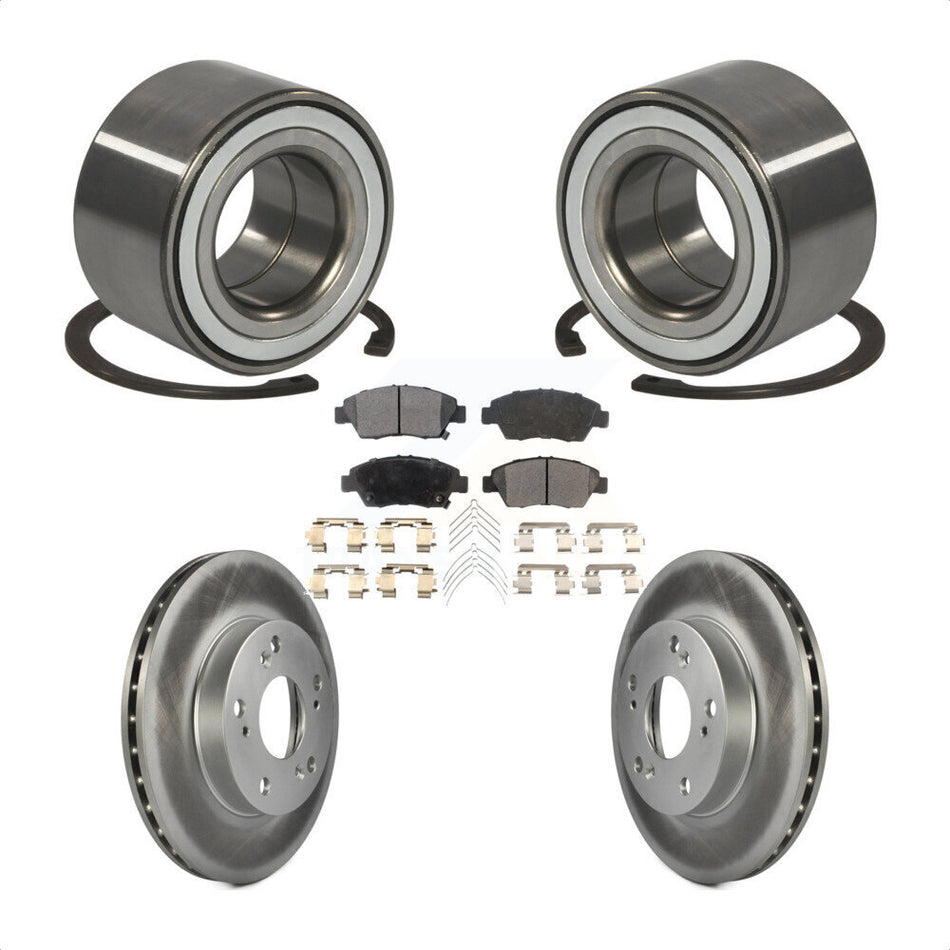 Front Wheel Bearing With Coated Disc Brake Rotors And Ceramic Pads Kit For 2011-2015 Honda CR-Z KBB-102094