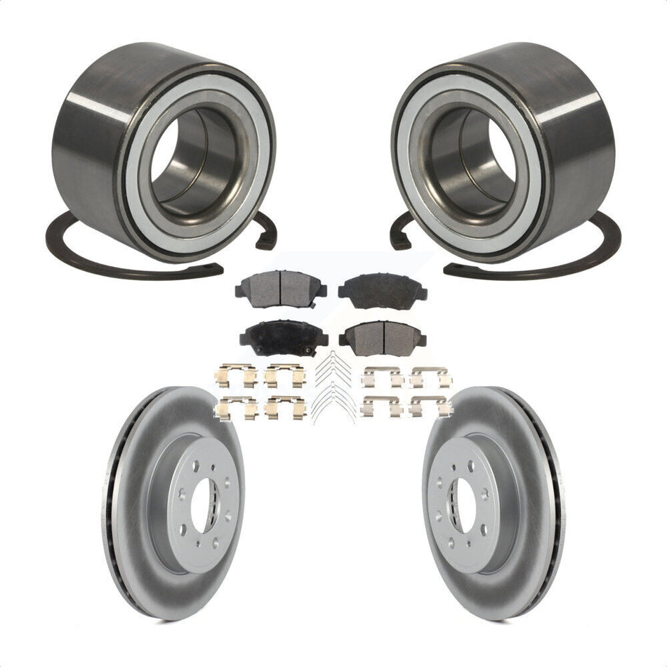 Front Wheel Bearing With Coated Disc Brake Rotors And Ceramic Pads Kit For Honda Fit KBB-102095