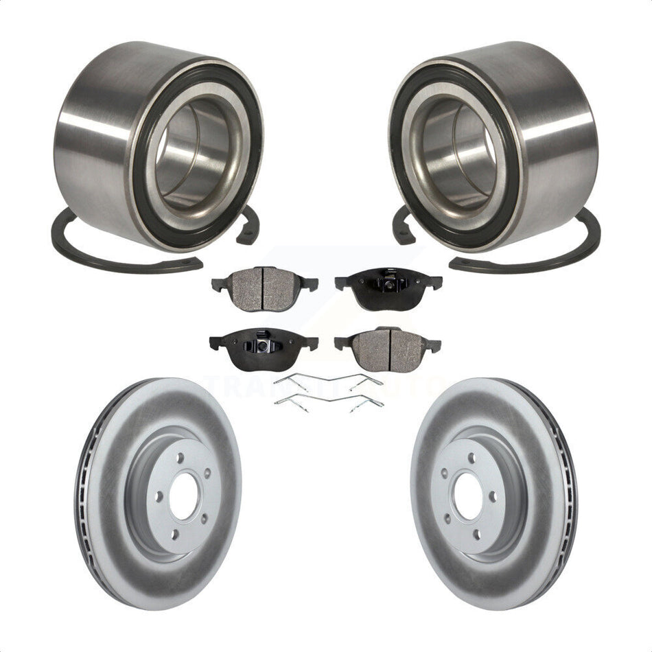 Front Wheel Bearing With Coated Disc Brake Rotors And Ceramic Pads Kit For 2014 Ford Connect 104.8" wheel base KBB-102105