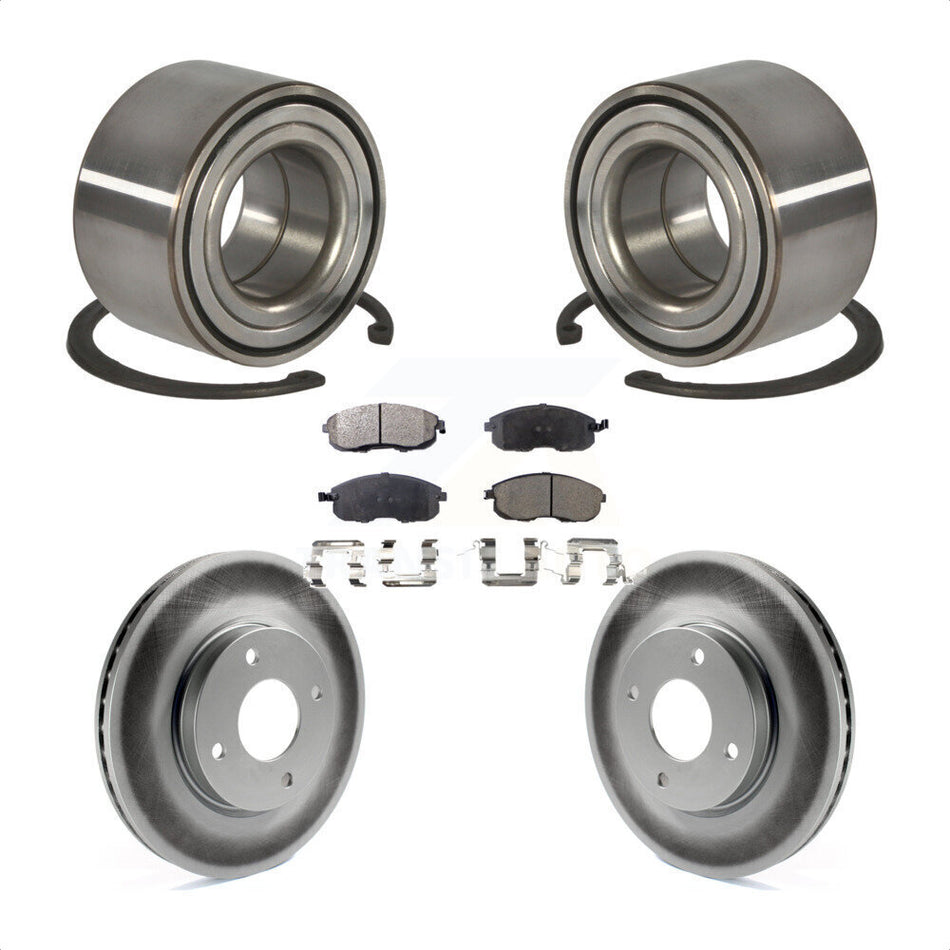 Front Wheel Bearing With Coated Disc Brake Rotors And Ceramic Pads Kit For 2010-2011 Nissan Versa 1.8L KBB-102118