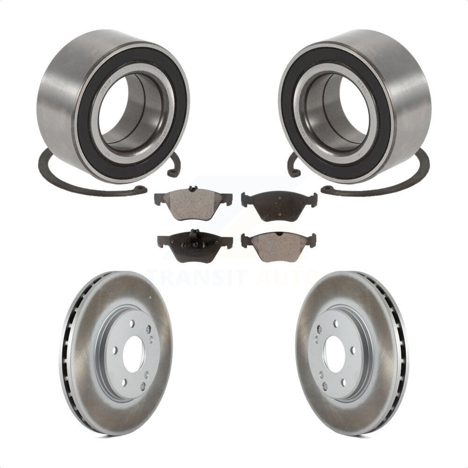 Front Wheel Bearing With Coated Disc Brake Rotors And Ceramic Pads Kit For 1998-2002 Mercedes-Benz E320 4Matic KBB-102153