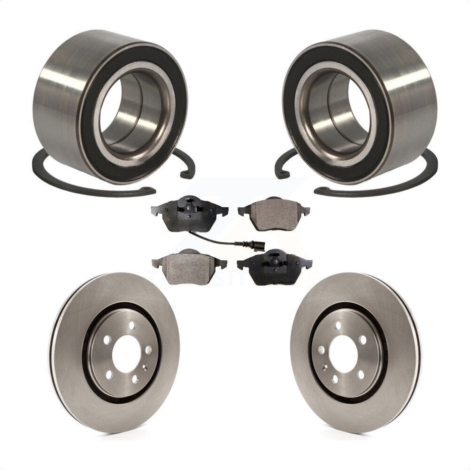 Front Wheel Bearing With Disc Brake Rotors And Semi-Metallic Pads Kit For 1996 Volkswagen Passat 2.8L KBB-102165