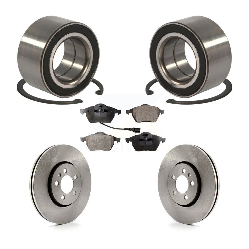 Front Wheel Bearing With Disc Brake Rotors And Semi-Metallic Pads Kit For 1999 Volkswagen Golf 2.8L 72mm Outer Diameter KBB-102166
