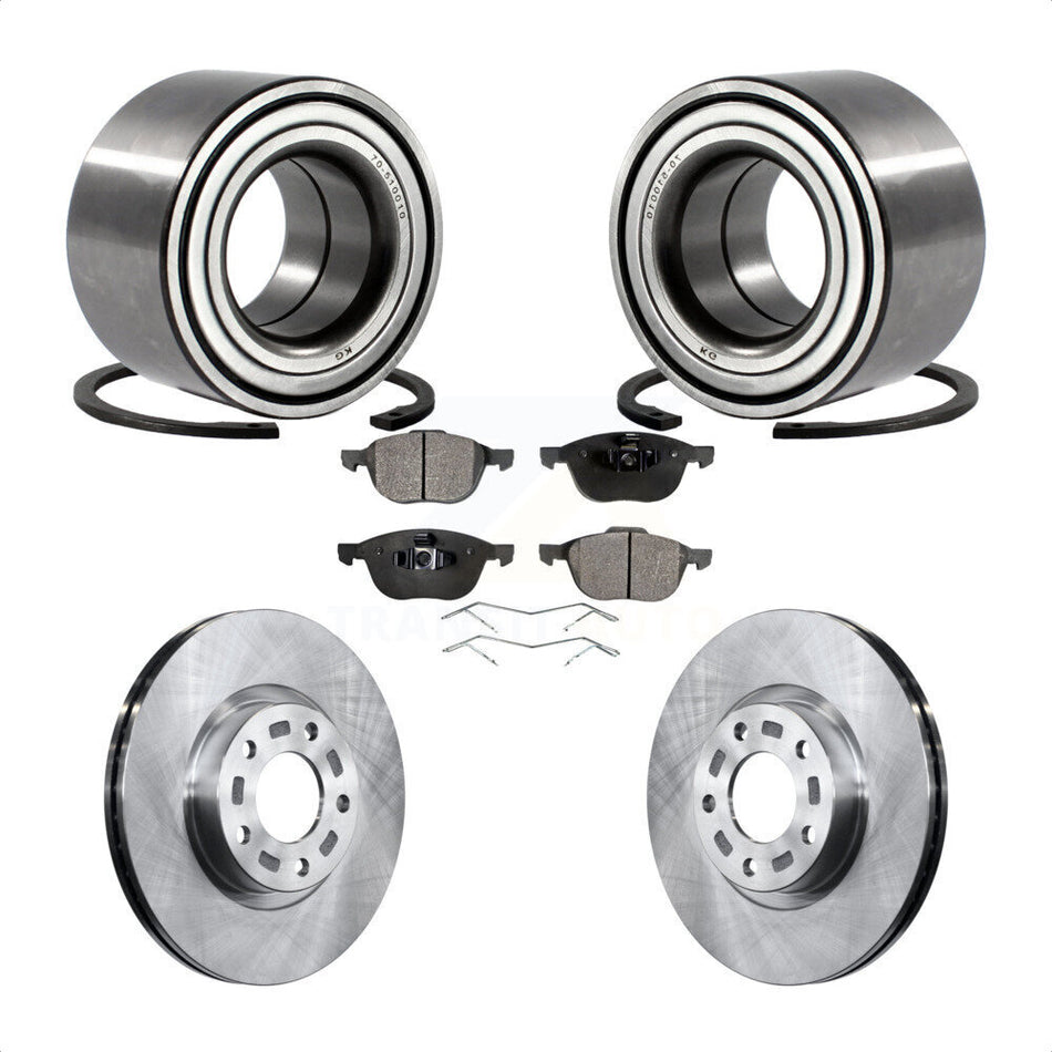 Front Wheel Bearing With Disc Brake Rotors And Semi-Metallic Pads Kit For 2005 Mazda 3 2.3L with Non-ABS From 01 05 KBB-102184