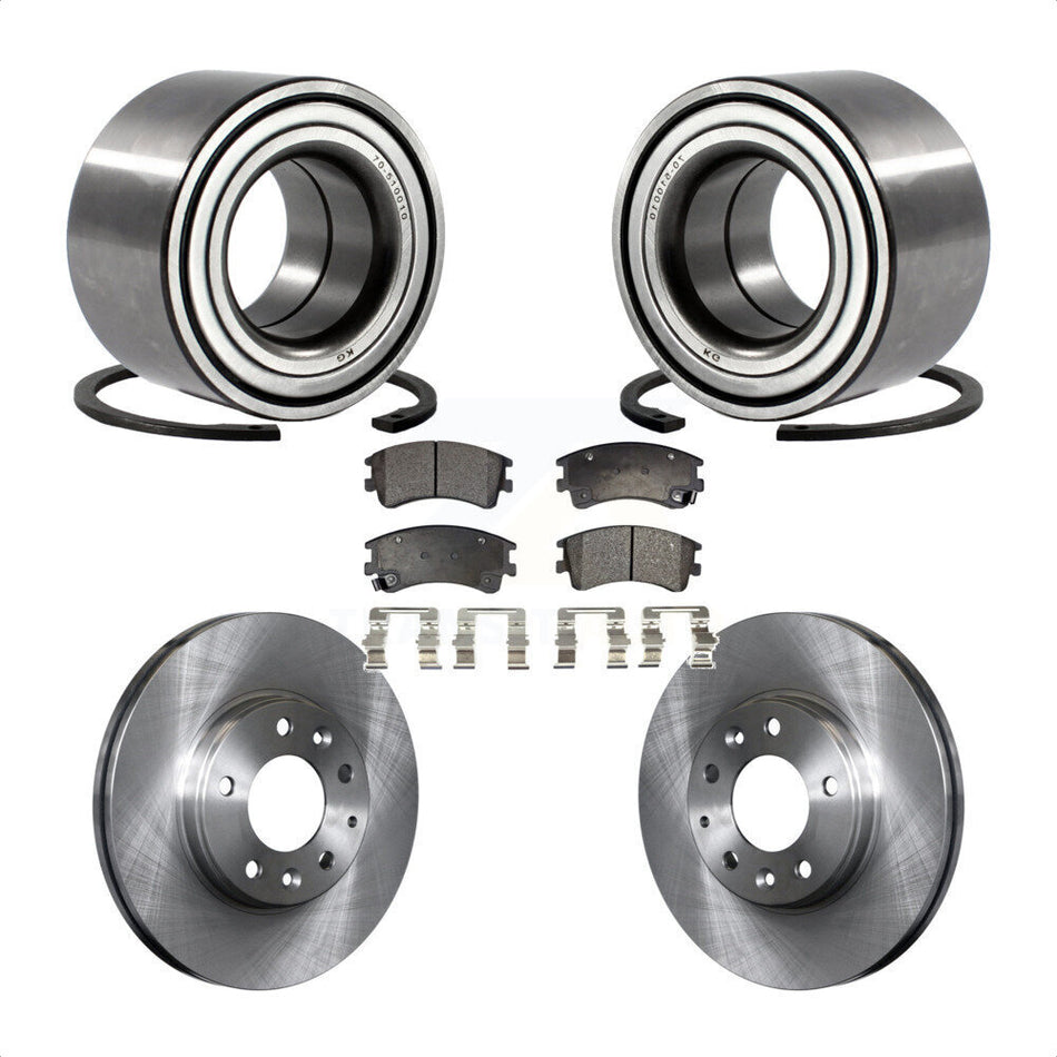 Front Wheel Bearing With Disc Brake Rotors And Semi-Metallic Pads Kit For 2003-2005 Mazda 6 KBB-102185