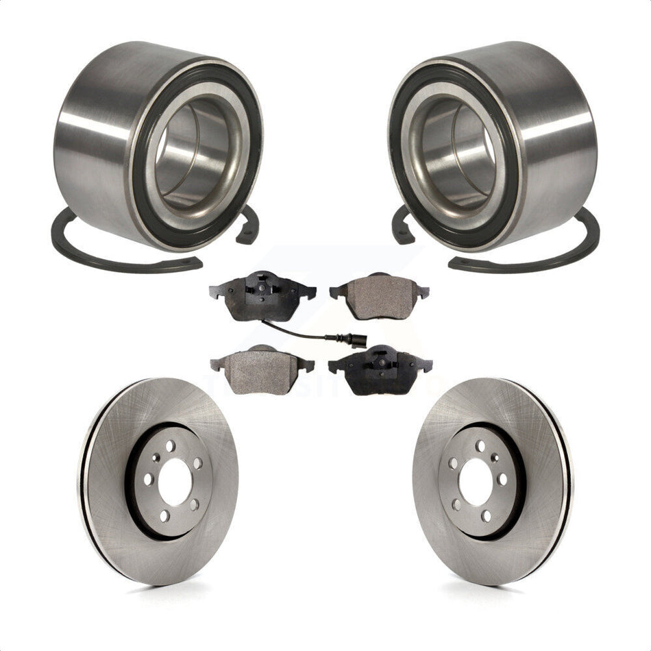 Front Wheel Bearing With Disc Brake Rotors And Semi-Metallic Pads Kit For Volkswagen Jetta Beetle Golf KBB-102194