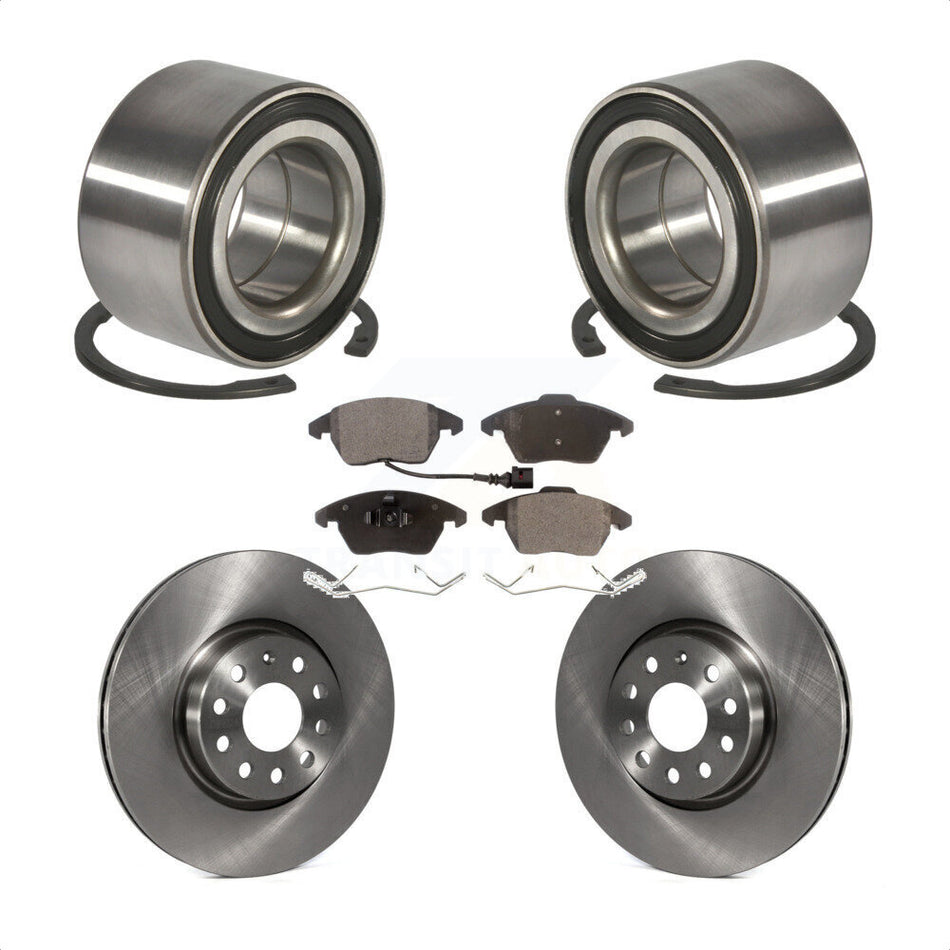 Front Wheel Bearing With Disc Brake Rotors And Semi-Metallic Pads Kit For 2005 Volkswagen Jetta 7th 8th Digit Of VIN Is "1K" 312mm Diameter Rotor KBB-102199