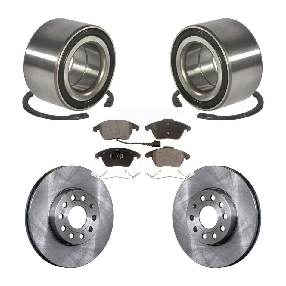 Front Wheel Bearing With Disc Brake Rotors And Semi-Metallic Pads Kit For 2005 Volkswagen Jetta 7th 8th Digit Of VIN Is "1K" 288mm Diameter Rotor KBB-102200