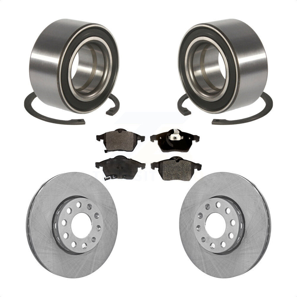 Front Wheel Bearing With Disc Brake Rotors And Semi-Metallic Pads Kit For Volkswagen Passat Audi A4 KBB-102205