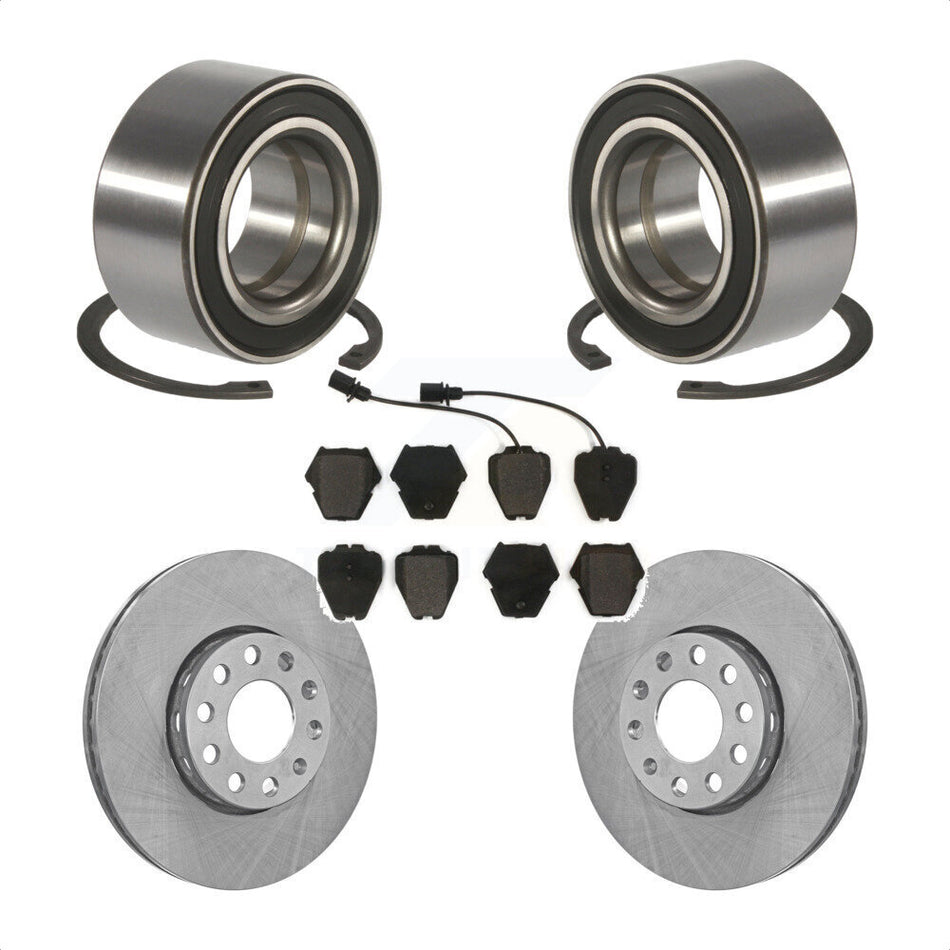 Front Wheel Bearing With Disc Brake Rotors And Semi-Metallic Pads Kit For Volkswagen Passat KBB-102207