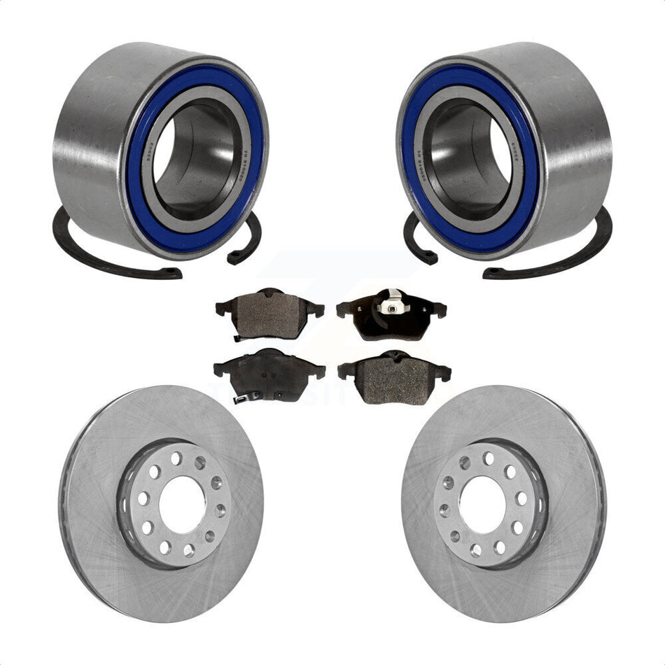 Front Wheel Bearing With Disc Brake Rotors And Semi-Metallic Pads Kit For Volkswagen Passat Audi A4 KBB-102210
