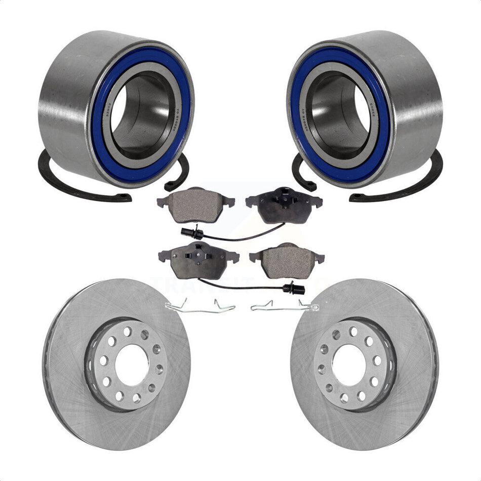 Front Wheel Bearing With Disc Brake Rotors And Semi-Metallic Pads Kit For Volkswagen Passat Audi A4 Quattro KBB-102211