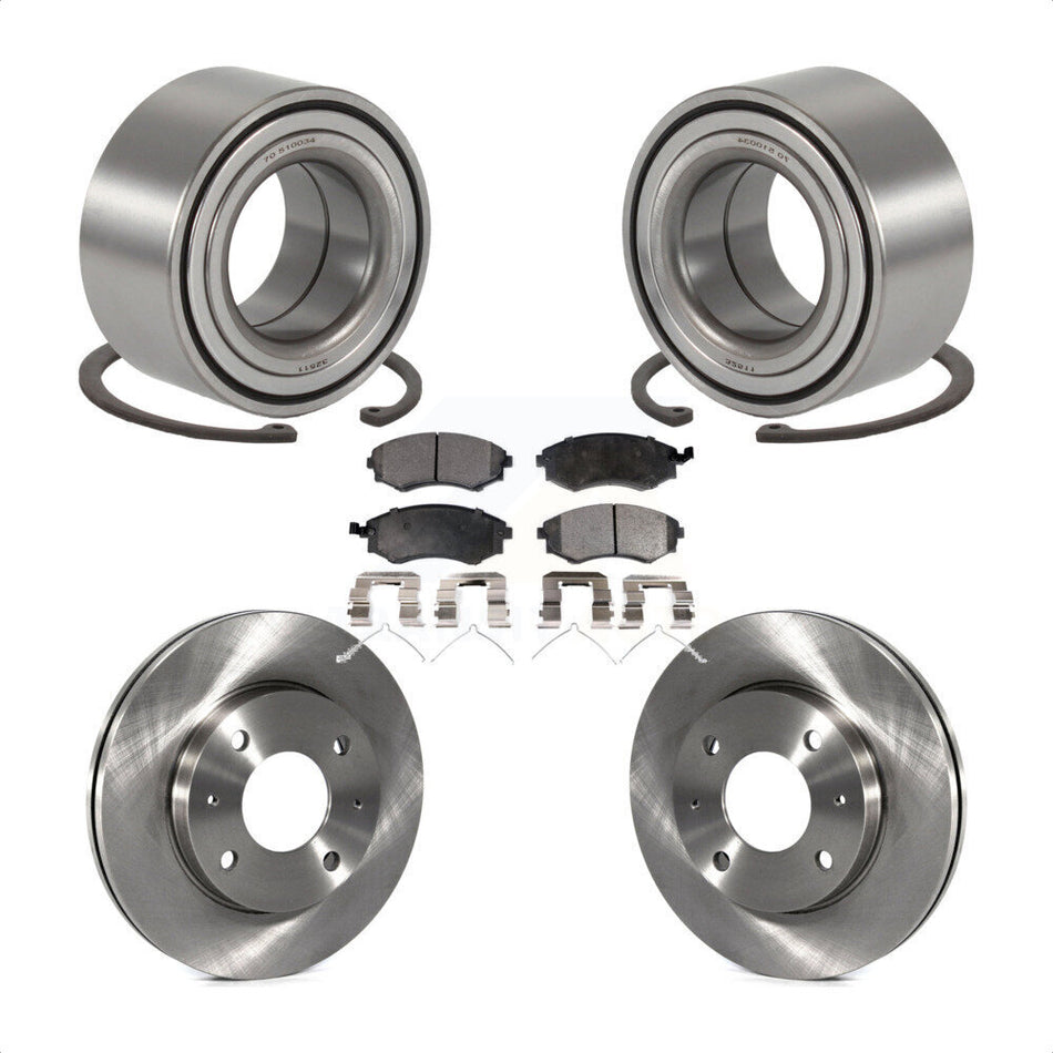 Front Wheel Bearing With Disc Brake Rotors And Semi-Metallic Pads Kit For Hyundai Sonata KBB-102229