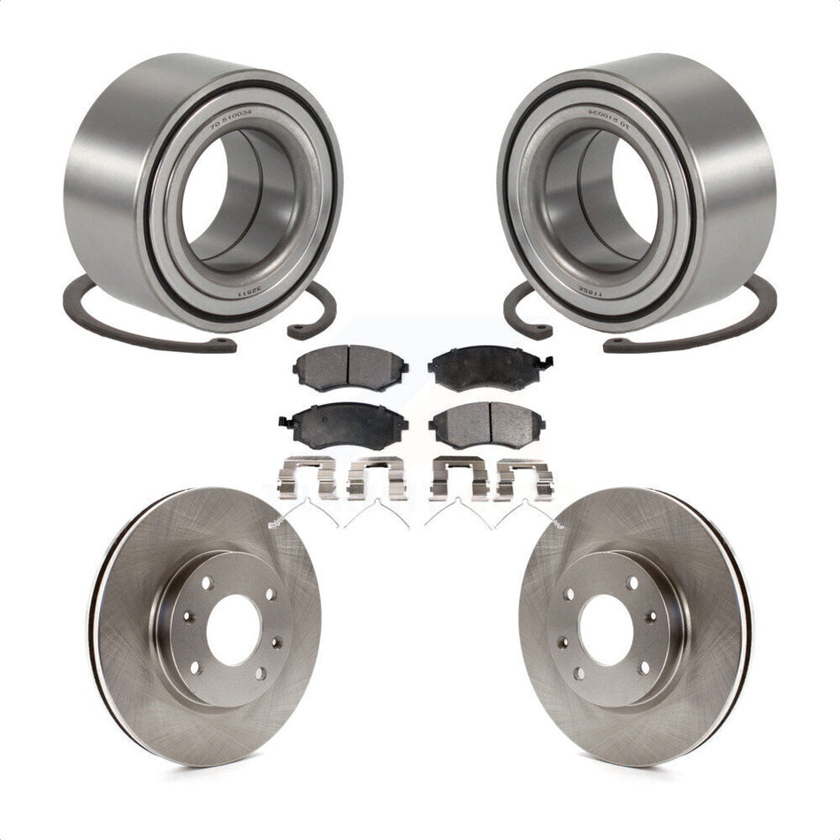Front Wheel Bearing With Disc Brake Rotors And Semi-Metallic Pads Kit For 2004 Hyundai Sonata To 09 03 KBB-102231