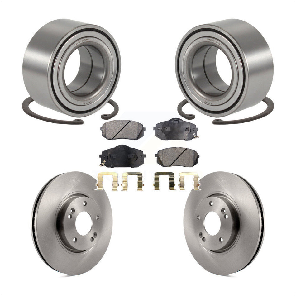 Front Wheel Bearing With Disc Brake Rotors And Semi-Metallic Pads Kit For Hyundai Tucson Kia Sportage KBB-102233