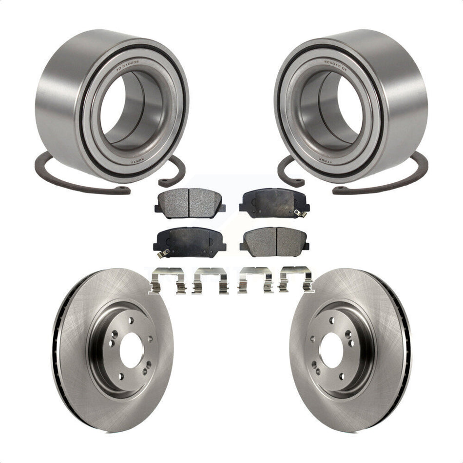 Front Wheel Bearing With Disc Brake Rotors And Semi-Metallic Pads Kit For 2011-2013 Kia Optima 2.0L KBB-102238
