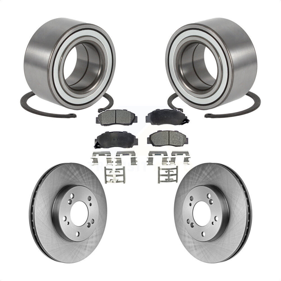 Front Wheel Bearing With Disc Brake Rotors And Semi-Metallic Pads Kit For 1997-2001 Honda CR-V Prelude KBB-102243