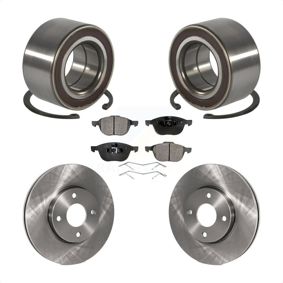 Front Wheel Bearing With Disc Brake Rotors And Semi-Metallic Pads Kit For 2005-2007 Ford Focus KBB-102263