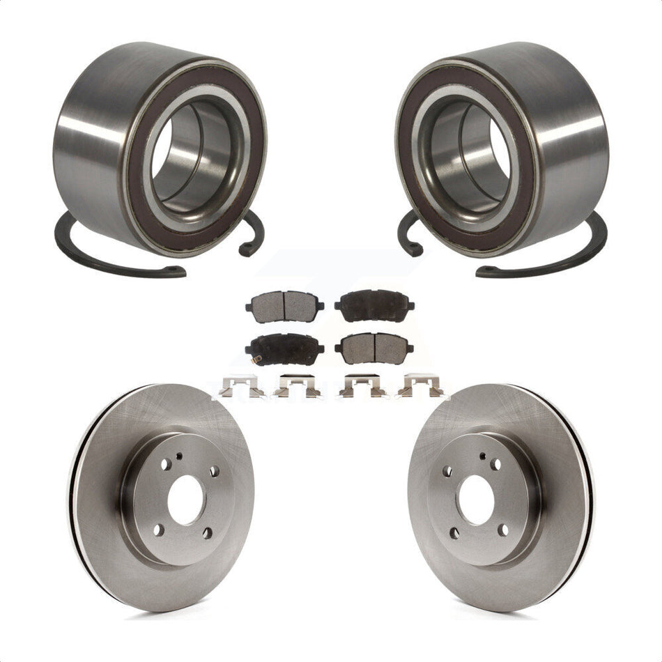Front Wheel Bearing With Disc Brake Rotors And Semi-Metallic Pads Kit For 2011-2014 Mazda 2 KBB-102266