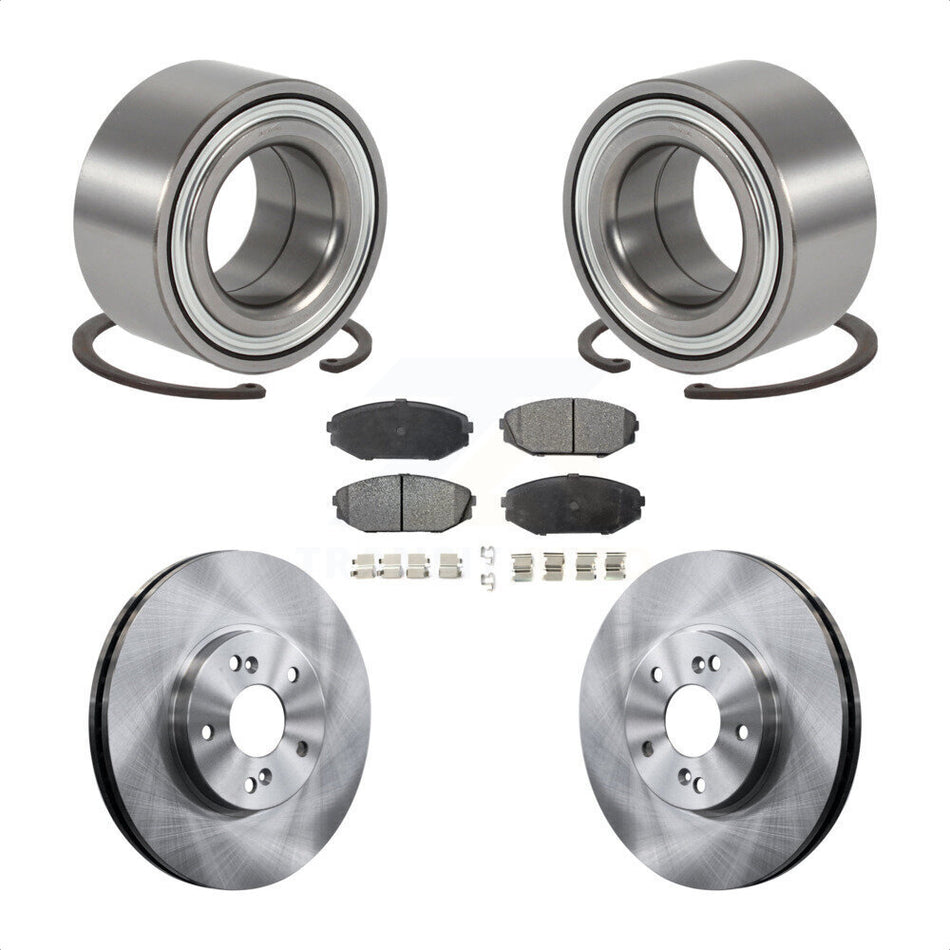 Front Wheel Bearing With Disc Brake Rotors And Semi-Metallic Pads Kit For 1999-2004 Honda Odyssey KBB-102269