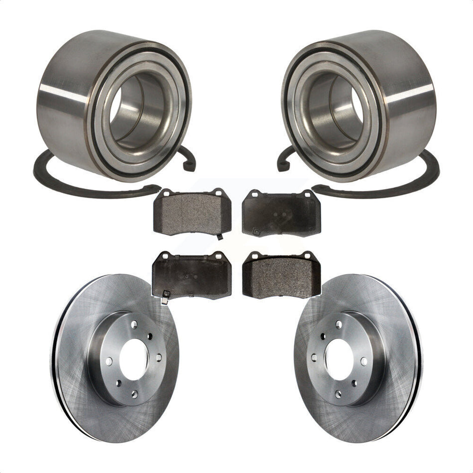 Front Wheel Bearing With Disc Brake Rotors And Semi-Metallic Pads Kit For 2002 Nissan Sentra 2.5L 4 Piston Caliper KBB-102277