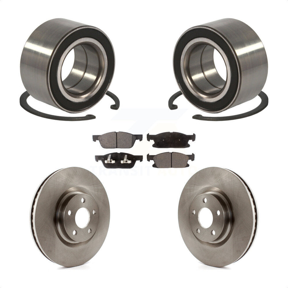 Front Wheel Bearing With Disc Brake Rotors And Semi-Metallic Pads Kit For 2015 Ford Edge FWD KBB-102284