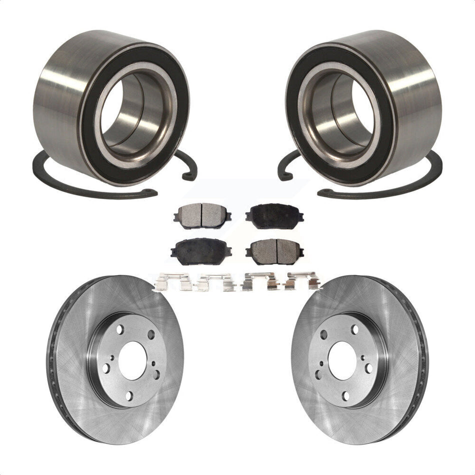 Front Wheel Bearing With Disc Brake Rotors And Semi-Metallic Pads Kit For Toyota Camry KBB-102286