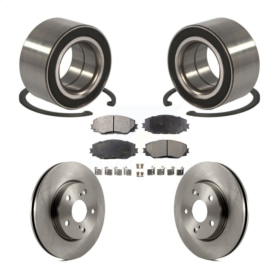 Front Wheel Bearing With Disc Brake Rotors And Semi-Metallic Pads Kit For 2010 Lexus HS250h KBB-102295
