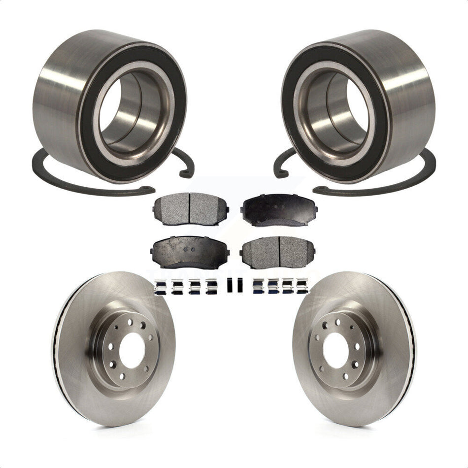 Front Wheel Bearing With Disc Brake Rotors And Semi-Metallic Pads Kit For 2007-2015 Mazda CX-9 KBB-102297
