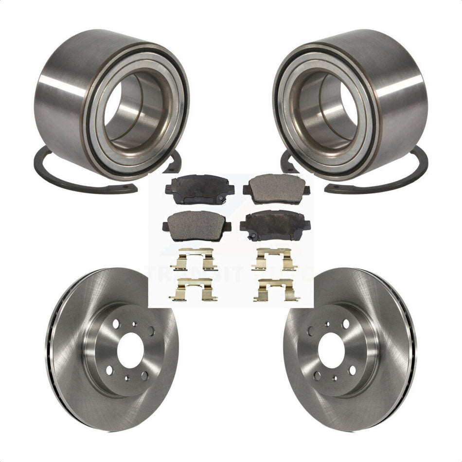 Front Wheel Bearing With Disc Brake Rotors And Semi-Metallic Pads Kit For 2001-2003 Toyota Prius KBB-102299